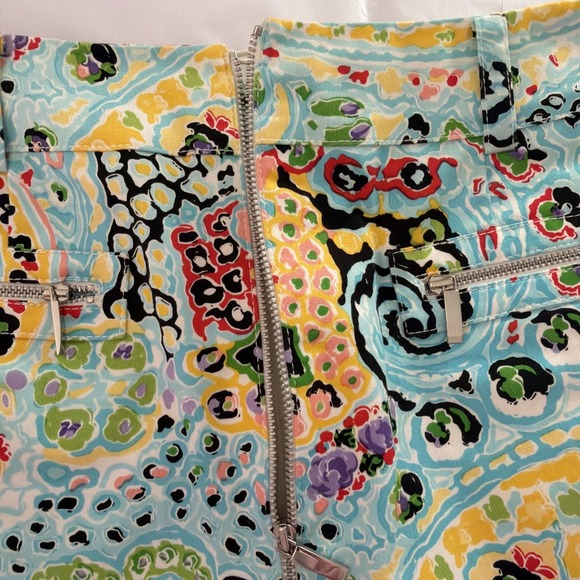 Carlisle Paisley Pencil Skirt Size 0 Front Zipper Bright Spring Colors Pockets - Picture 10 of 10